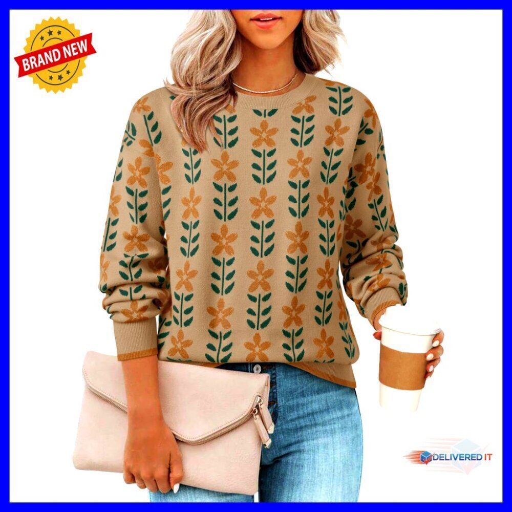 Oversized Knitted Pullover Sweater Long Sleeve Crewneck Trendy Y2K Chic